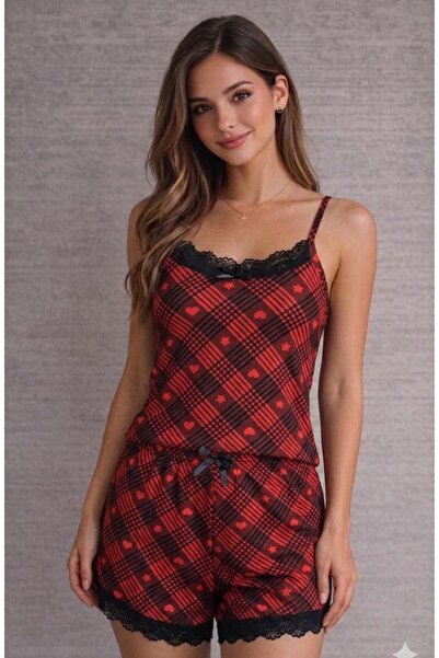 allure underwear Red and Black Heart Shorts Set
