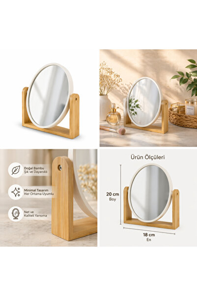 Yonca Hediyelik BAMBU AYAKLI OVAL- DİKDÖRGEN AYNA(20 CM BOY-18 CM EN ) MAKYAJ...
