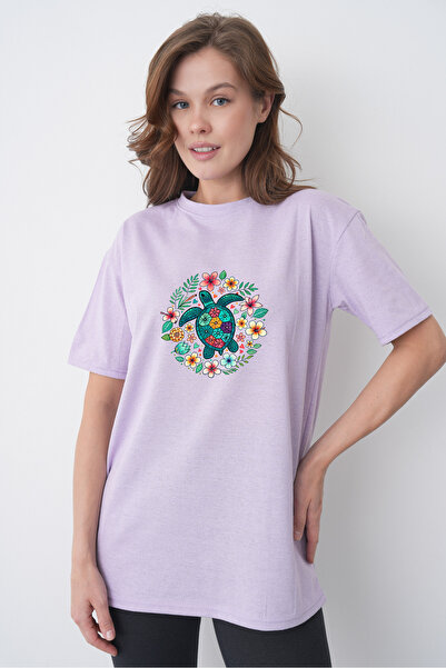TREND EMMODA Tricou de damă în stil de vară cu imprimeu țestoasă de mare Care...