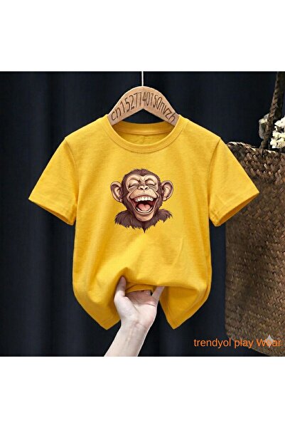 playwear Nasmiješeni majmun, štampana 100% dječja unisex majica, veličine 5, ...