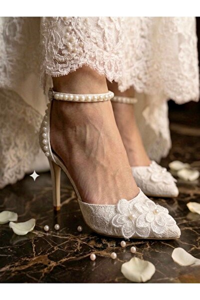 Felisya Butik Δαντελένια λουλουδάτα λεπτομερή παπούτσια βραδινής φόρεμα 10,5 ...