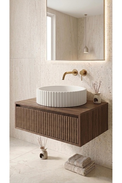 BellaMatta Modern Çizgili Beton Lavabo