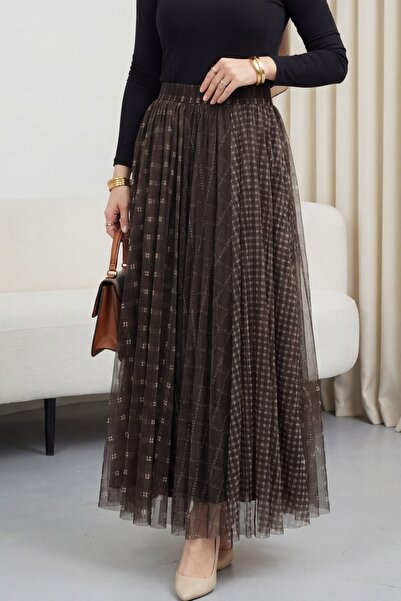 HİJABAYA Φούστα από τούλι με τετράγωνο σχέδιο και ελαστική μέση