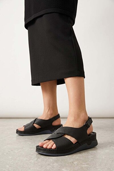 Ayakkabı Fuarı Elit 26YRhmM-027 Γυναικεία ορθοπεδικά φλατ σανδάλια από γνήσιο...