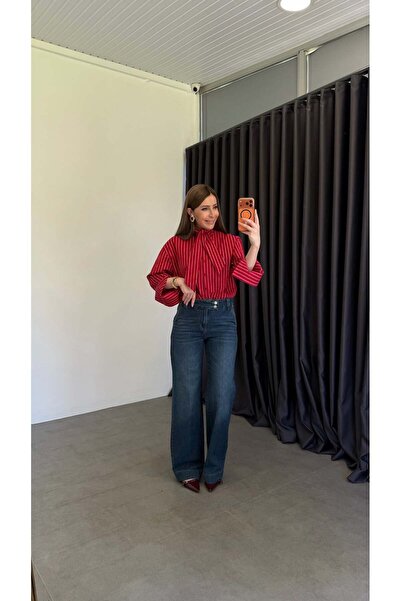 elif teke Two-Button Thick-Legged Dlv Jeans Blue
