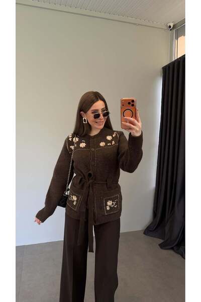 elif teke Pinterestt Triko Hırka Acı Kahve