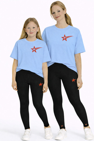 VODEXA Set de colanți Mamă-Fiică Combinație Tricou supradimensionat Twin cu i...