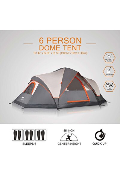 MobiHome DomeHike 6 Kişilik Otomatik Çadır-GRİ