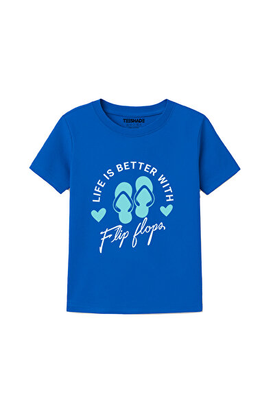 Yoo Street Life Is Better With Flip Flops T-Shirt for Unisex Kids 100% Cotton...