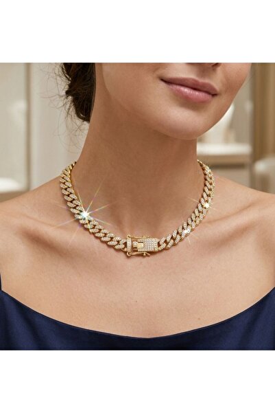 AKSESUARIM Women's Zircon Stone Steel Necklace