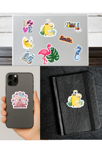 TT sticker Summer-Holiday Themed Sticker Set Bullet Journal Agenda Suitcase Laptop Tablet Phone Sticker Decal