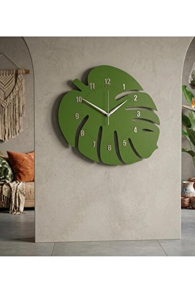 YSART ARTFUL DESİGN Ahşap 4MM MDF Yaprak Desenli Lake Boya Yeşil Renk Duvar S...