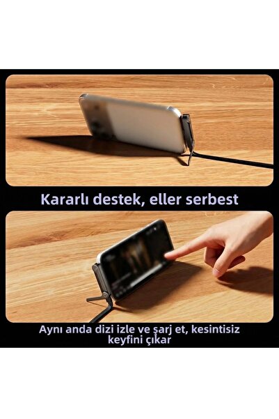 instatech 240W Ultra Hızlı Type-C Şarj Data Kablosu Katlanabilir Standlı Ergonomik Tasarım 1.2M Örgülü