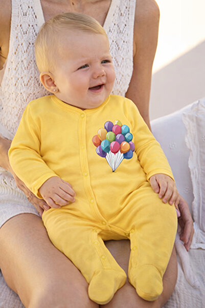 Jobka Kids Baby Girl 100% Cotton Balloon Printed Yellow Sleeping Bag