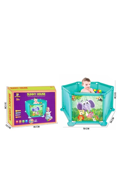 Noname Kids Ball Pit Hexagonal Play Tent Forest Design with 50 Colorful Balls