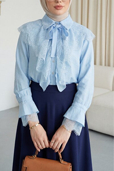 Modamorfo Μακρυμάνικο πουκάμισο Cupra με δαντέλα στο λαιμό και λεπτομέρεια απ...