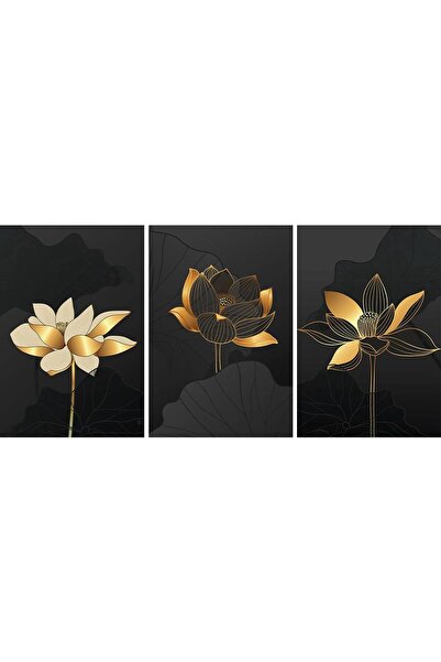 ALAYRA International Midnight Blossoms Trio Canvas Wall Painting Set of 3 Out...