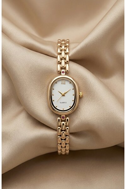 KLISHE Butik Kadın Çelik Saat Gold Renk Oval Kasa Vintage Old Money Luxury | ...
