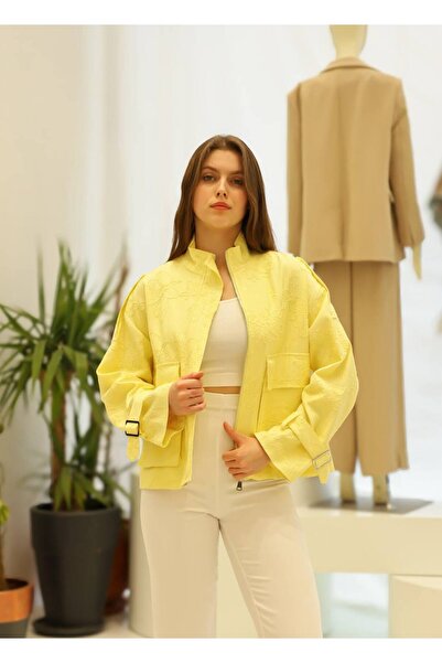 LOKADI Γυναικείο μπουφάν με κέντημα μπροντέ, oversized - Εποχιακό μπουφάν bom...