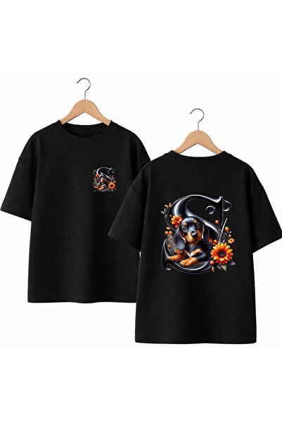 playwear تي شيرت Doge S مطبوع عليه حرف S على الظهر والصدر، مصنوع من القطن بنس...