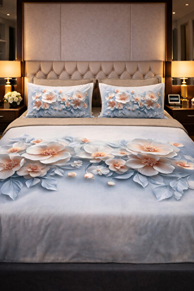 OEM Fine cotton bed linen, Blossom pattern, 6 pieces, complete set, soft mate...