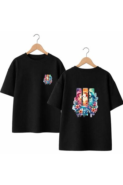 playwear Majica sa otiskom delfina na leđima i grudima, 100% pamuk, široka, o...