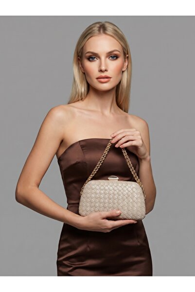 Biçanta Μπεζ Χρώμα Χρυσό Λεπτομερές Χειροποίητο Δερμάτινο Ειδική Σειρά Γυναικ...