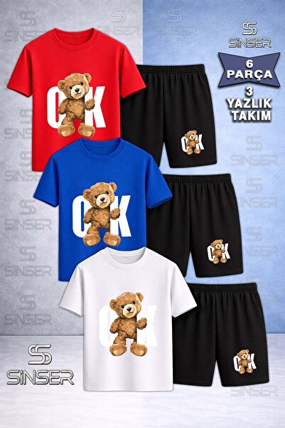 SS SİNSER Παιδικό AYICIK OK BEYAZ Μπλουζάκι με Ειδική Στάμπα με Λαιμόκοψη 3 τ...