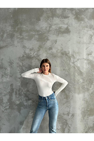 Royteks Fashion بدلة نسائية بيضاء برقبة دائرية وأكمام طويلة وتفاصيل دقيقة من ...