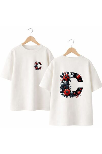 playwear Tricou cu imprimeu cu litera C și gărgăriță, imprimat pe spate și pe...