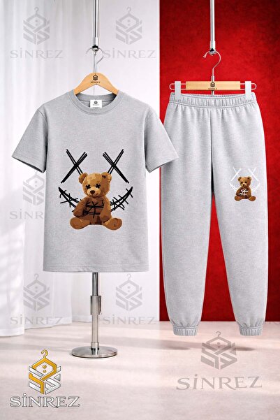 SİNREZ Set de trening unisex pentru copii AYICIK YARNED CARPI SYH cu tricou i...