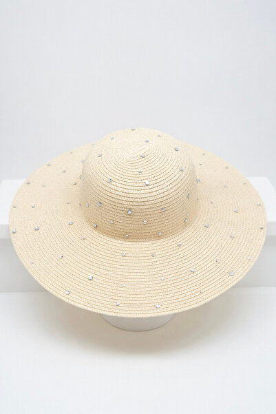 Mollycrush Γυναικείο καπέλο παραλίας σε μπεζ απόχρωση, με λαμπερές πέτρες και...