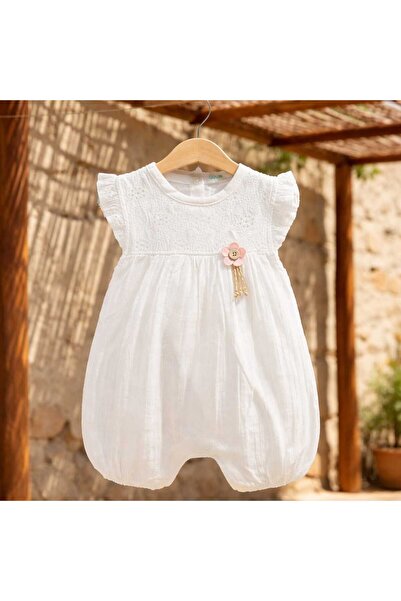 Nanon Baby Tül Güpürlü Çiçekli Kız Tulum