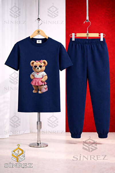 SİNREZ Set de trening unisex pentru copii, cu tricou imprimat și pantaloni de...