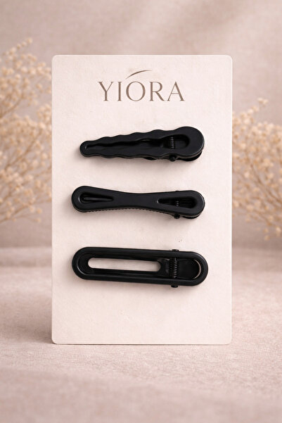 yiora Κλιπς 3 τεμαχίων με μαύρη πλαϊνή πόρπη