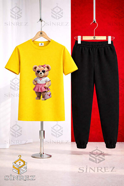 SİNREZ Set de trening unisex pentru copii, cu tricou imprimat și pantaloni de...