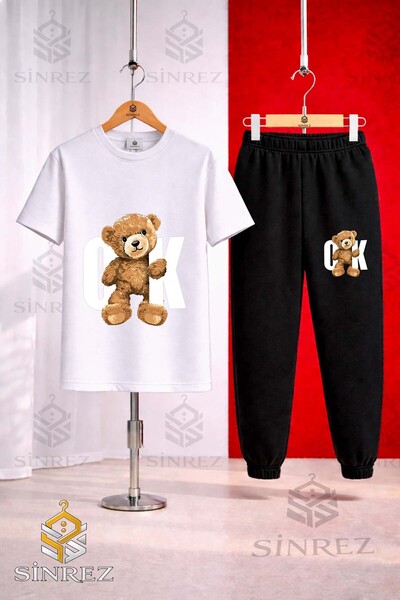 SİNREZ Unisex Kids Ayicik Ok Byz Printed T-Shirt Tracksuit Set
