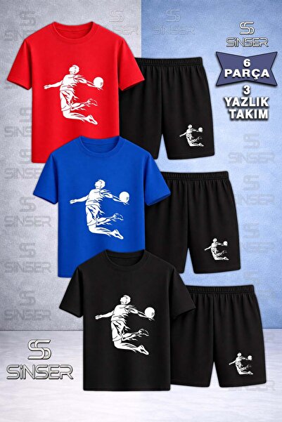 SS SİNSER Children's Basket Havara Asili White Custom Printed Crew Neck 3-Pie...