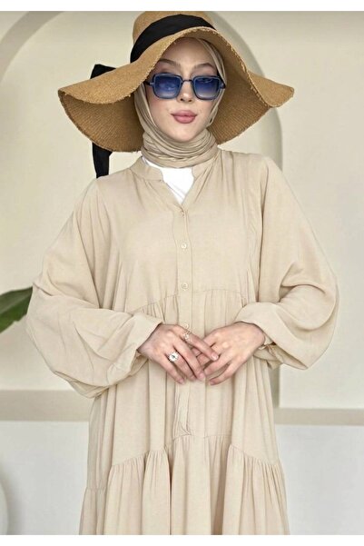 LAVRE Φόρεμα χιτζάμπ με λεπτομέρεια στα κουμπιά, σε χαλαρή γραμμή και στρώσεις