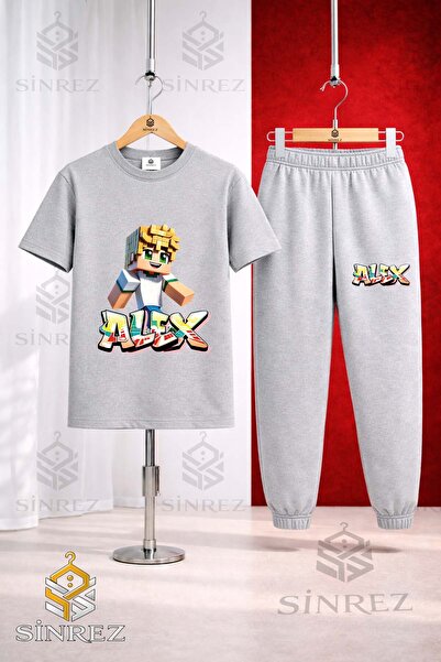 SİNREZ Set de trening unisex pentru copii ALEX SARI NOU cu tricou imprimat