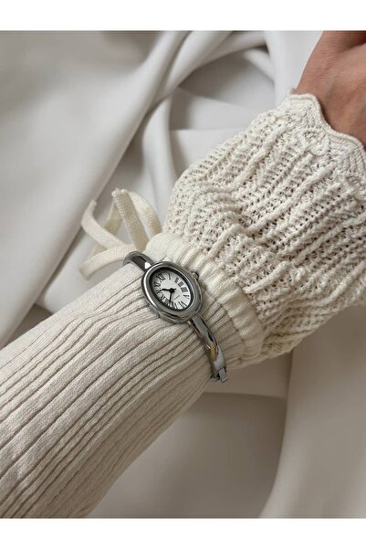MERW Elisa Model Silver White Color Metal Cord Vintage Series Women Wrist Watch