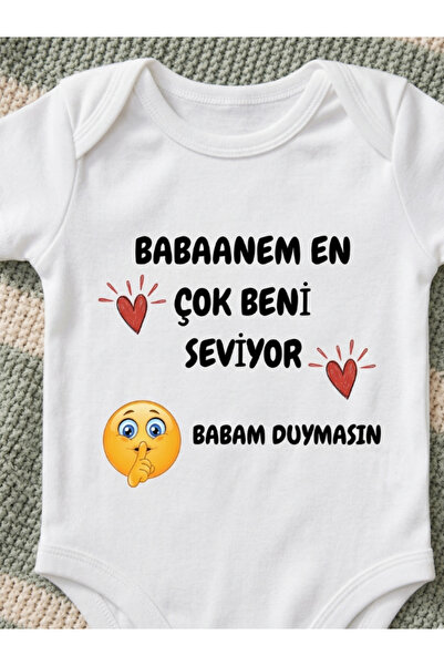 EGGBABY Babaanne Sevgisi Temalı Bebek Body Zıbın %100 Pamuk Eğlenceli Yazılı Hediye Bebek Zıbın