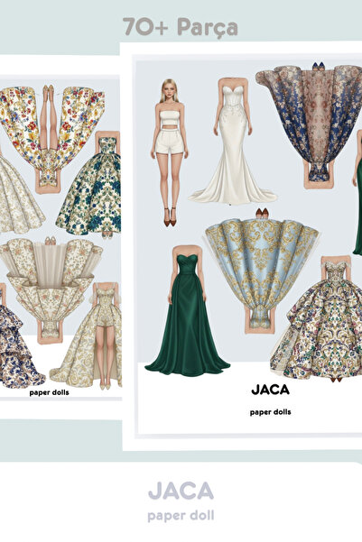 JACA Paper Doll Kes-Yapıştır-Oyna Balo Salonu Mega Set 70+ Parça Kombin Oyunu