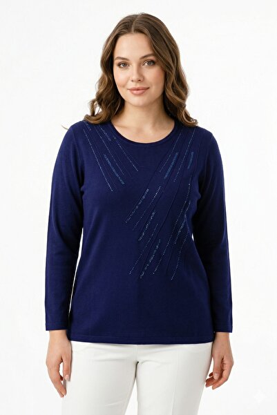 Gürkan Triko Γυναικεία Μπλούζα Πλεκτή Εποχιακή με Σχέδιο Πέτρας και Ραφές BGL...