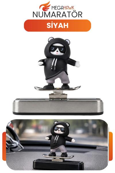 MEGAHAWK Araç İçi Numaratör Siyah Panda Figürlü Park Telefon Numarası Gizlene...