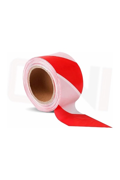 GINI ADHESIVE TAPE WARNING RED WHITE 72MM 100YD