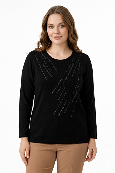 Gürkan Triko Γυναικεία Μπλούζα Πλεκτή Εποχιακή με Σχέδιο Πέτρας και Ραφές BGL...