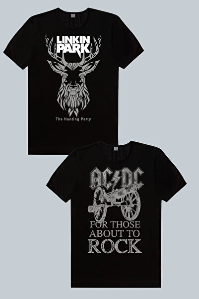 ROCKANDROLL Γεωμετρικό μπλουζάκι Deer, Top Rock Acdc Μαύρο Γυναικείο Μπλουζάκ...