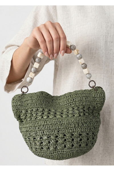 lunera Satin Raffia Hand Knitted Bag – Lightweight & Stylish Shoulder Bag wit...