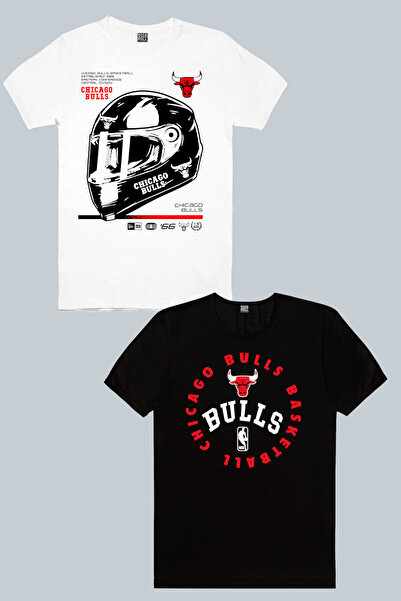 ROCKANDROLL Chicago Racing White, Bulls Basketball Ανδρικό Μπλουζάκι 2 τεμαχί...